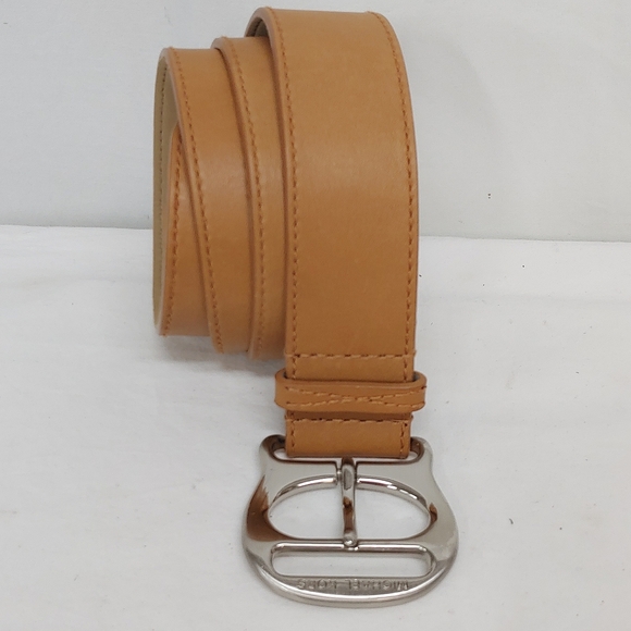 Michael Kors Genuine Leather Brown Belt With Silver Color Buckle Size L - Picture 1 of 9